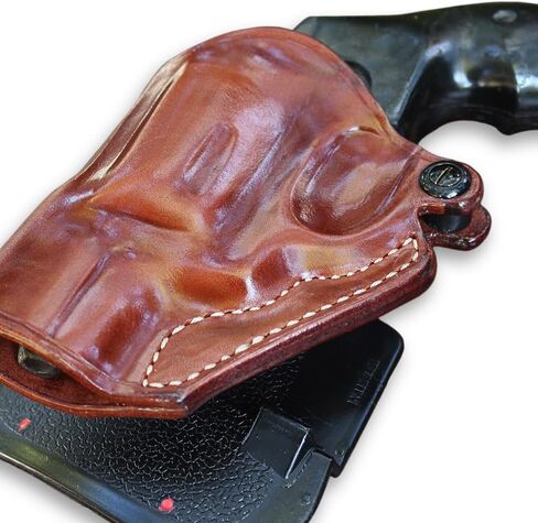 Premium Leather OWB Paddle Revolver Holster with Open Top Fits, Smith & Wesson J-Frame 2" Barrel, 442/642 (Please Choose Your Hand Draw) Brown Color #1056# in Kuwait