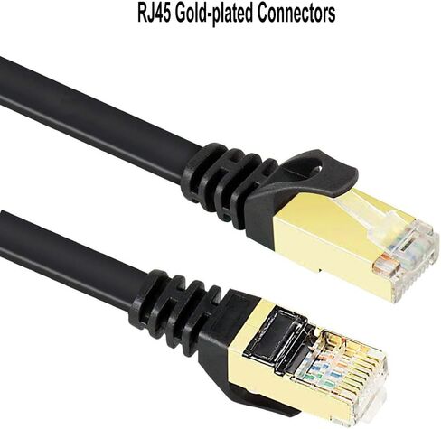 Cat7 Ethernet Cable 20 ft Black, Cat-7/Category 7 Shielded (STP) Long Flat RJ45 Computer Internet LAN Network Ethernet Patch Cable 20 Feet in Saudi Arabia