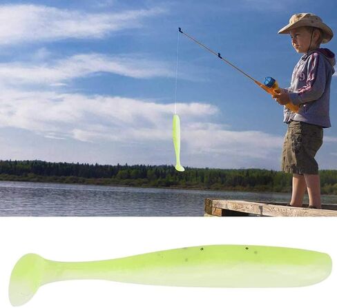 20 Pcs Paddle Tail Swimbaits, Green Grub Soft Fishing Lure Bait Silicone Bass Trout Lure in Saudi Arabia