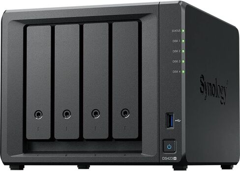 Synology DiskStation DS423+ NAS Server مع وحدة المعالجة المركزية Celeron 2.0 جيجا هرتز، ذاكرة 6 جيجا بايت، تخزين SSD 16 تيرابايت، 1 تيرابايت M.2 NVMe SSD، 2 × 1 جيجا بايت منافذ LAN، نظام تشغيل DSM in Saudi Arabia