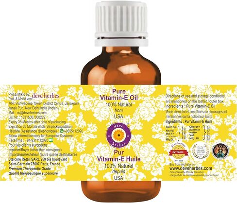 Deve Herbes Pure Vitamin E Oil Natural Therapeutic Grade 10ml (0.33 oz) in Saudi Arabia