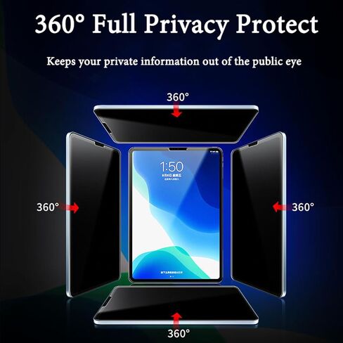 واقي شاشة مغناطيسي للخصوصية 360 درجة لهاتف Huawei MatePad Pro 12.2 بوصة 2024 2025، قابل للإزالة ومضاد للوهج ومضاد للخدش غير لامع 4 اتجاهات للخصوصية، عالي الحساسية وخالي من الفقاعات [ليس زجاج] in Kuwait
