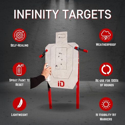 Self-Healing Infinity Target - Shooting & Archery Competition Style Reuasble Rubber Target Lasts for Thousands of Rounds, Reactive Hits, Weather Proof, No Ricochet, Up to .50 BMG in Saudi Arabia
