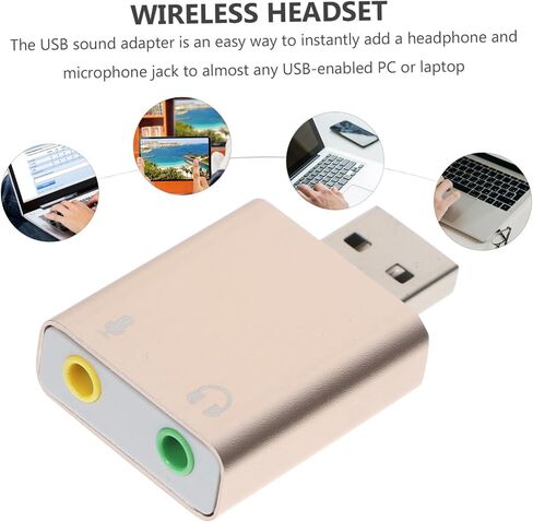 بطاقة صوت خارجية لقناة USB مع مقبس سماعة الرأس والميكروفون وتشغيل محول واجهة الصوت USB لأجهزة الكمبيوتر المحمول وسطح المكتب، لا يتطلب برنامج تشغيل، لون عشوائي محمول in Kuwait
