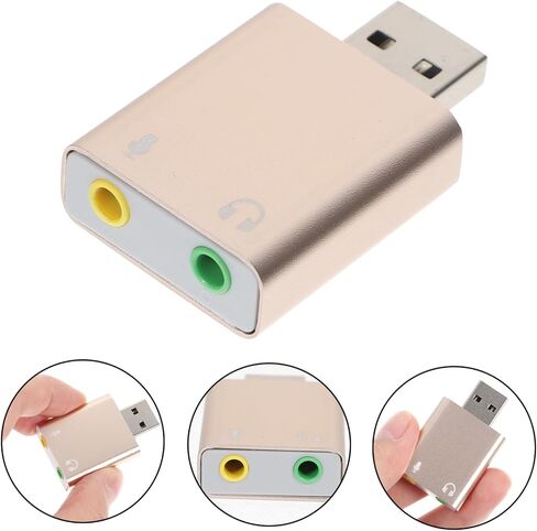 بطاقة صوت خارجية لقناة USB مع مقبس سماعة الرأس والميكروفون وتشغيل محول واجهة الصوت USB لأجهزة الكمبيوتر المحمول وسطح المكتب، لا يتطلب برنامج تشغيل، لون عشوائي محمول in Kuwait