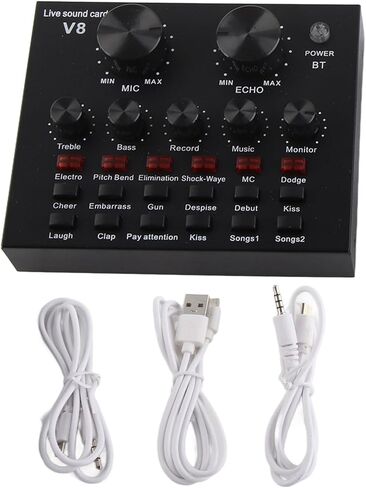 Fydun Live Sound Card Dual Mobile Phone and Computer with 112 Electric Sounds - External Cards Live Broadcasting and Recording in Saudi Arabia