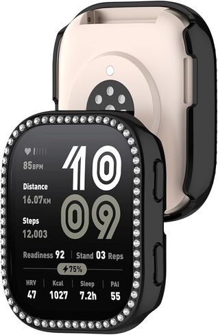 Bling Bumper متوافق مع حافظة Amazfit Bip 6، غطاء حماية من حجر الراين الماسي اللامع للنساء والرجال لساعة Amazfit Bip 6 الذكية (فضي وشفاف) in Saudi Arabia