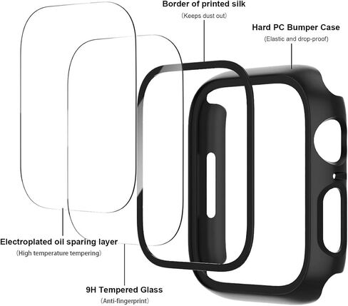 حافظة من الزجاج المقوى مكونة من 3 قطع متوافقة مع Apple Watch Series 4 5 6 7 8 9 واقي شاشة صلب من البولي كربونات، غطاء حماية خفيف الوزن ورفيع للغاية مضاد للخدش (رمل وردي + وردي وردي + ضوء النجوم، 40 ملم) in Saudi Arabia
