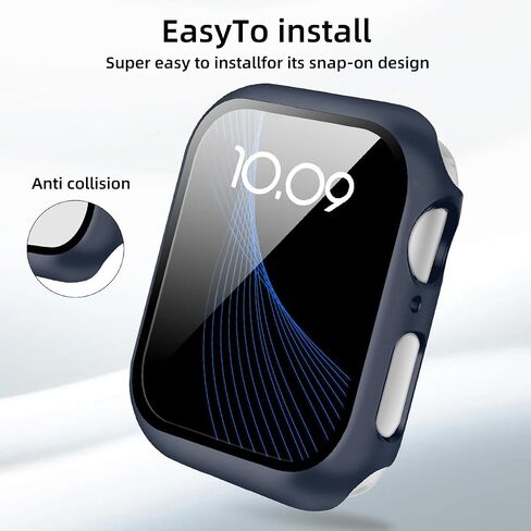 حافظة من الزجاج المقوى مكونة من 3 قطع متوافقة مع Apple Watch Series 4 5 6 7 8 9 واقي شاشة صلب من البولي كربونات، غطاء حماية خفيف الوزن ورفيع للغاية مضاد للخدش (رمل وردي + وردي وردي + ضوء النجوم، 40 ملم) in Saudi Arabia