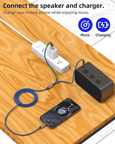 USB C ذكر إلى 3.5 ملم كابل شحن USB صوتي (2 في 1) كابل AUX صوت ستيريو لهاتف Apple iPhone 16 15 Pro Max Type C محول مساعد للسيارة متوافق مع موصل شاحن سماعة الأذن Samsung S25 Android in Kuwait