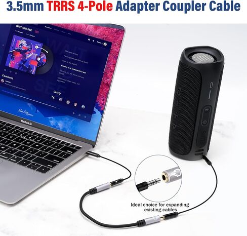 1/8 Inch 3.5mm TRRS Auxiliary Audio Mic Adapter Cable 0.6Feet,1/8" 3.5mm 4-Pole TRRS Female to Female Stereo Headphone Microphone Jack Coupler Connector Aux Extension Cord for Headphones, MP3 Players in Saudi Arabia