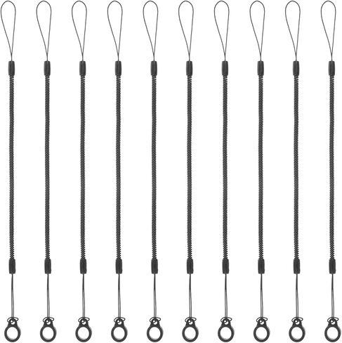 10 Pcs Pen Leash Elastic Tether Coil Lanyard for Clipboard Stylus Pens with Silicone Ring for Tethering Drawing Pen to Touchscreen Pencil Chain Cord for Tablet Touchscreen Drawing Pens Holder (Black) in Kuwait