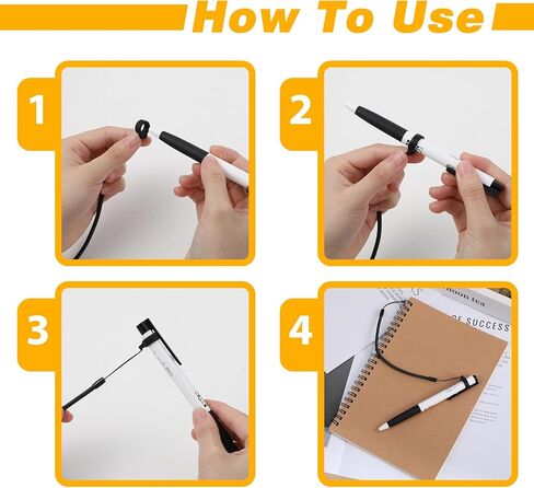 10 Pcs Pen Leash Elastic Tether Coil Lanyard for Clipboard Stylus Pens with Silicone Ring for Tethering Drawing Pen to Touchscreen Pencil Chain Cord for Tablet Touchscreen Drawing Pens Holder (Black) in Kuwait