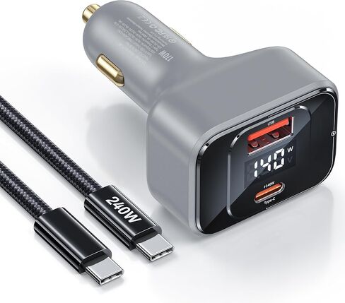 USB C Car Charger Fast Charging 170W, PD3.1 Single Type-C Port Max Output Power 140W Car Charger with Real-Time Display for MacBook, Laptop, iPhone 17/16/15, Samsung S25, Drone and More Black in Saudi Arabia