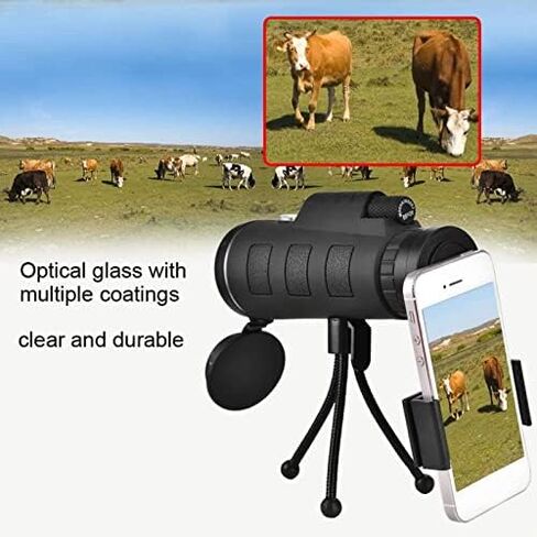 40x Monocular Telescope with Phone Clip, Tripod, and Bag - Perfect for Wildlife Viewing, Camping, and Travel in Saudi Arabia