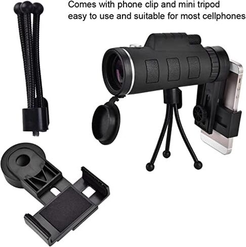 40x Monocular Telescope with Phone Clip, Tripod, and Bag - Perfect for Wildlife Viewing, Camping, and Travel in Saudi Arabia