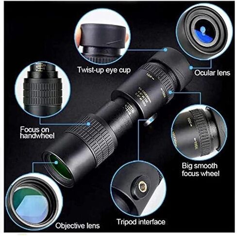 4K 10-300X 40mm Monocular Telescope with Phone Holder and Tripod for Outdoor Travel in Saudi Arabia