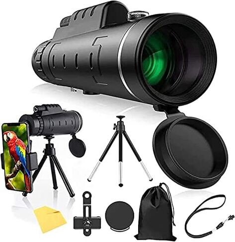 40×60 High-Definition Monocular Telescope, Waterproof BAK4 Prism with Tripod & Phone Holder for Bird Watching & Hiking in Saudi Arabia
