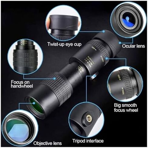 تلسكوب أحادي العين 4K 10-300x40mm مقاوم للماء مع حامل وحامل ثلاثي القوائم لمشاهدة الطيور والتخييم والسفر in Saudi Arabia
