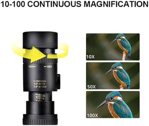 تلسكوب أحادي العين 4K 10-300x40mm مقاوم للماء مع حامل وحامل ثلاثي القوائم لمشاهدة الطيور والتخييم والسفر in Saudi Arabia