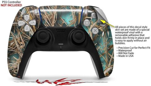 WraptorSkinz Skin Wrap compatible with Sony PS5 DualSense Controller WraptorCamo Grassy Marsh Camo Neon Teal (CONTROLLER NOT INCLUDED) in Saudi Arabia