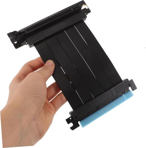 كابل شريط Pcie Riser موسع شريطي مسطح مرن لتركيب وحدة معالجة الرسومات الجرافيكية العمودية، امتداد بطاقة الرسومات المحمية EMI مع النحاس لتوافق Pcie المستقر وسهولة التركيب in Kuwait