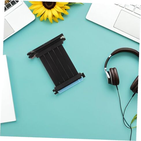 كابل شريط Pcie Riser موسع شريطي مسطح مرن لتركيب وحدة معالجة الرسومات الجرافيكية العمودية، امتداد بطاقة الرسومات المحمية EMI مع النحاس لتوافق Pcie المستقر وسهولة التركيب in Kuwait