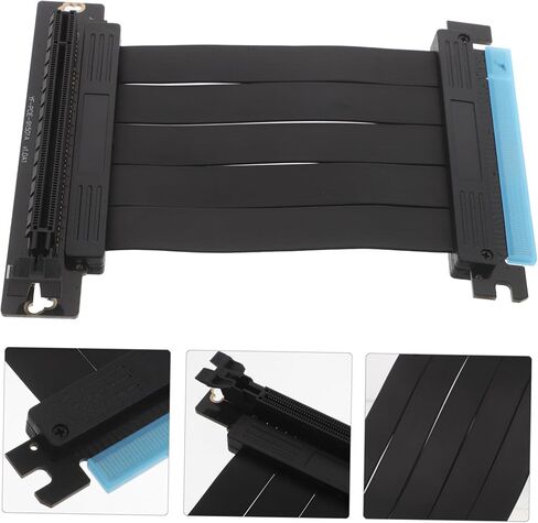 كابل شريط Pcie Riser موسع شريطي مسطح مرن لتركيب وحدة معالجة الرسومات الجرافيكية العمودية، امتداد بطاقة الرسومات المحمية EMI مع النحاس لتوافق Pcie المستقر وسهولة التركيب in Kuwait