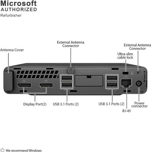 كمبيوتر مكتبي HP EliteDesk 800 G4 Mini Tiny Business، Intel Core i5-8500T، ذاكرة وصول عشوائي DDR4 سعة 8 جيجابايت، 256 جيجابايت NVMe SSD، واي فاي، بلوتوث، DisplayPort، Win11 Pro 64 بت (متجدد) in Saudi Arabia