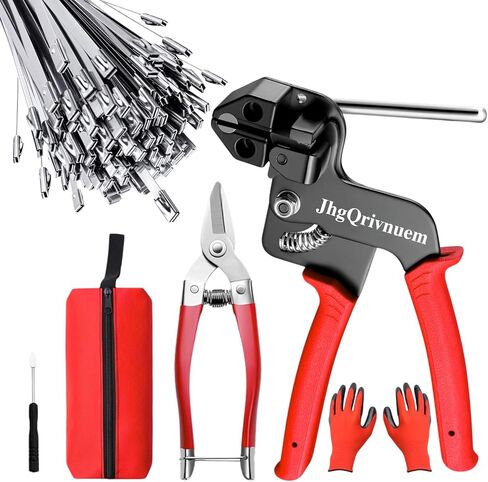 Metal Zip Ties Gun Set-For Fastening And Cutting Tie Special Tool,With 100pcs 11.8in Stainless Steel Zip Ties ，For Chain Link Fence Parts, Wire Fence Rolls,Exhaust Wrap, Poultry Fence﻿ in Saudi Arabia