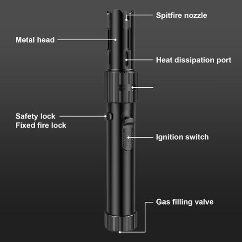 WCX Windproof Butane Torch Lighter, Adjustable Jet Flame Lightsaber Lighter Refillable for Grill, BBQ, Fireplace, Camping, Soldering, Welding, Candles (Butane Not Included) in Saudi Arabia