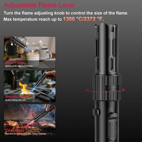 WCX Windproof Butane Torch Lighter, Adjustable Jet Flame Lightsaber Lighter Refillable for Grill, BBQ, Fireplace, Camping, Soldering, Welding, Candles (Butane Not Included) in Saudi Arabia