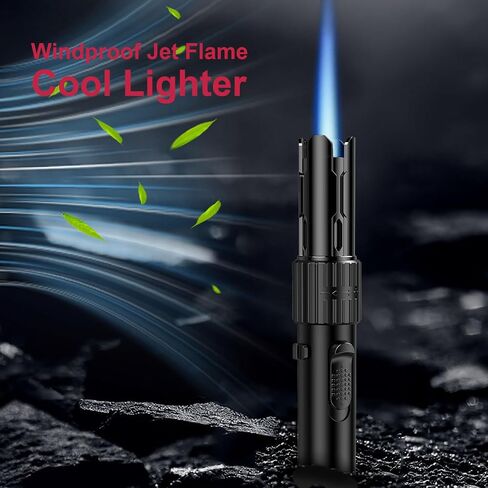 WCX Windproof Butane Torch Lighter, Adjustable Jet Flame Lightsaber Lighter Refillable for Grill, BBQ, Fireplace, Camping, Soldering, Welding, Candles (Butane Not Included) in Saudi Arabia