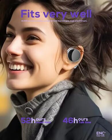 Micool Open Ear Headphones Bluetooth 5.4, Sport On Ear Headphones Wireless, Water-Drop Shaped Noise Cancelling Clip On Headset Bluetooth with Long Battery Life, Comfort Fit 4 Microphones Earphones in Kuwait