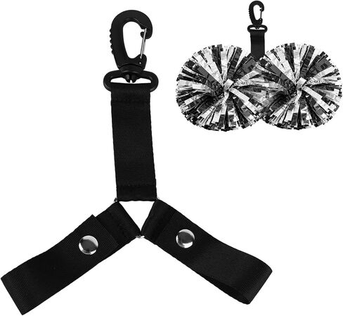 2pcs Pom Pom Holder Hanger with Snap Button for Backpack, Nylon Cheerleader Bag Strap Accessory Cheerleading Essentials for Team Tags & Cheer Gear (Black) in Saudi Arabia