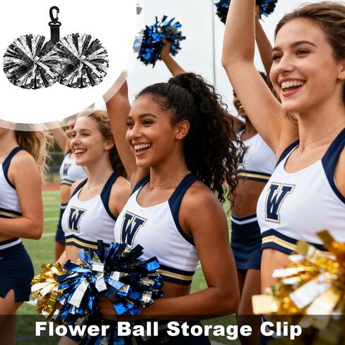 2pcs Pom Pom Holder Hanger with Snap Button for Backpack, Nylon Cheerleader Bag Strap Accessory Cheerleading Essentials for Team Tags & Cheer Gear (Black) in Saudi Arabia