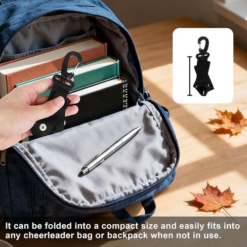 2pcs Pom Pom Holder Hanger with Snap Button for Backpack, Nylon Cheerleader Bag Strap Accessory Cheerleading Essentials for Team Tags & Cheer Gear (Black) in Saudi Arabia