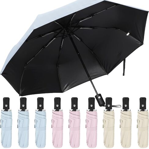Kajaia 9 Pieces Travel Umbrella Bulk Automatic Umbrellas for Rain Compact Folding Umbrellas Auto Open Close Umbrellas Windproof Waterproof Small Collapsible Umbrellas for Backpack Purse Car Women Men in Saudi Arabia