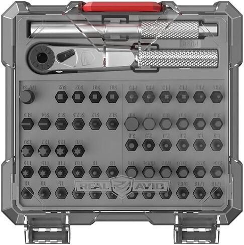 Real Avid X3 Precision Screwdriver Set with 1/4 Ratchet Wrench Bit Driver & Bit Extension - Tool Kit Includes Torx, Hex, Phillips, Flat & Square Bits (56 Piece) in Saudi Arabia