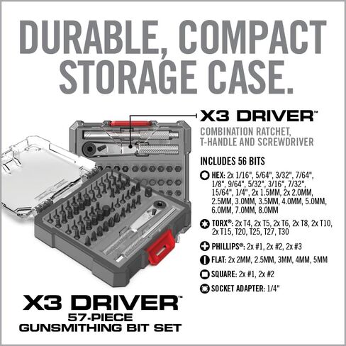 Real Avid X3 Precision Screwdriver Set with 1/4 Ratchet Wrench Bit Driver & Bit Extension - Tool Kit Includes Torx, Hex, Phillips, Flat & Square Bits (56 Piece) in Saudi Arabia