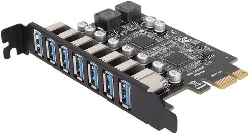 بطاقة توسيع PCIE إلى USB من Ejoyous، 7 منافذ USB 3.2 3.2 GEN1 بسرعة 5 جيجابت في الثانية لنقل البيانات بسرعة عالية PCIe Expree بطاقة توسيع أمامية لمحول الكمبيوتر المكتبي in Kuwait