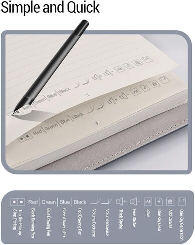 GOWENIC Digital Smart Pen Notebook Set, 360° Writing Real Time Synchronization Digital Notebook with Smart Pen OCR Text Recognition with Offline Storage for Phones Tablets (Black) in Saudi Arabia
