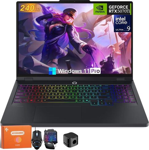 كمبيوتر محمول للألعاب Lenovo Legion Pro 5i، GeForce RTX 5070Ti 12GB GDRR7، 16 بوصة 2.5K 240 هرتز 100% DCI-P3، 500 nits OLED، معالج Intel Ultra 9 275HX، 64 جيجابايت DDR5، 8 تيرابايت SSD، Wi-Fi 7، Windows 11 Pro، ملحقات in Kuwait