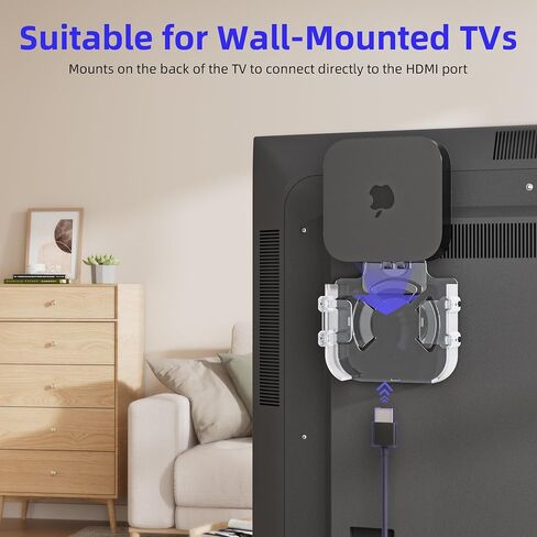 Holder for Apple TV, Clear Apple TV Mount Behind TVs, Compatible with All Apples TVs (Including All 4K Models), Case with Drop Protection, Easy Hang or Stick on Back of Television in Saudi Arabia