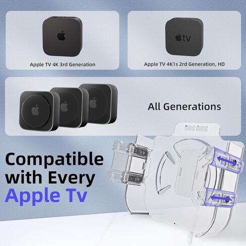 Holder for Apple TV, Clear Apple TV Mount Behind TVs, Compatible with All Apples TVs (Including All 4K Models), Case with Drop Protection, Easy Hang or Stick on Back of Television in Saudi Arabia