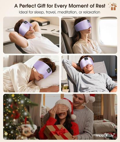سماعات رأس قناع النوم الحريري ثلاثي الأبعاد من MUSICOZY، قناع عين حريري التوت مع مكبرات صوت لاسلكية رفيعة للغاية، سماعات بلوتوث 5.4 للنوم للنوم الجانبي، قناع نوم موسيقي للسفر والهدايا in Saudi Arabia