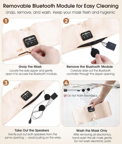 سماعات رأس قناع النوم الحريري ثلاثي الأبعاد من MUSICOZY، قناع عين حريري التوت مع مكبرات صوت لاسلكية رفيعة للغاية، سماعات بلوتوث 5.4 للنوم للنوم الجانبي، قناع نوم موسيقي للسفر والهدايا in Kuwait