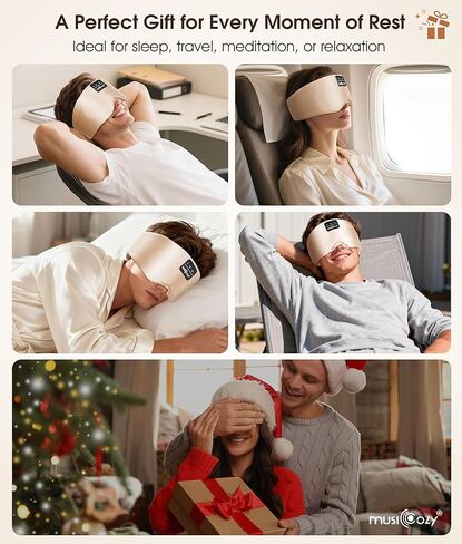 سماعات رأس قناع النوم الحريري ثلاثي الأبعاد من MUSICOZY، قناع عين حريري التوت مع مكبرات صوت لاسلكية رفيعة للغاية، سماعات بلوتوث 5.4 للنوم للنوم الجانبي، قناع نوم موسيقي للسفر والهدايا in Kuwait