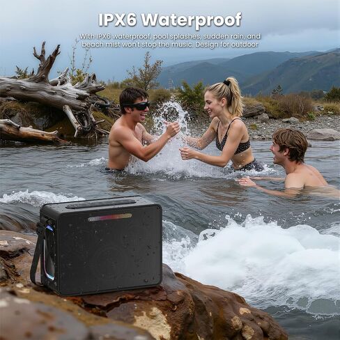 مكبر صوت بلوتوث 100 وات، مكبر صوت لاسلكي محمول بصوت عالٍ IPX6 مكبر صوت خارجي مقاوم للماء مع أضواء LED صوت ستيريو قوي وباس عميق وقت تشغيل 36 ساعة، صندوق EQ Boombox للحفلات والتخييم in Saudi Arabia