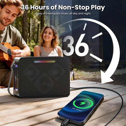 مكبر صوت بلوتوث 100 وات، مكبر صوت لاسلكي محمول بصوت عالٍ IPX6 مكبر صوت خارجي مقاوم للماء مع أضواء LED صوت ستيريو قوي وباس عميق وقت تشغيل 36 ساعة، صندوق EQ Boombox للحفلات والتخييم in Saudi Arabia